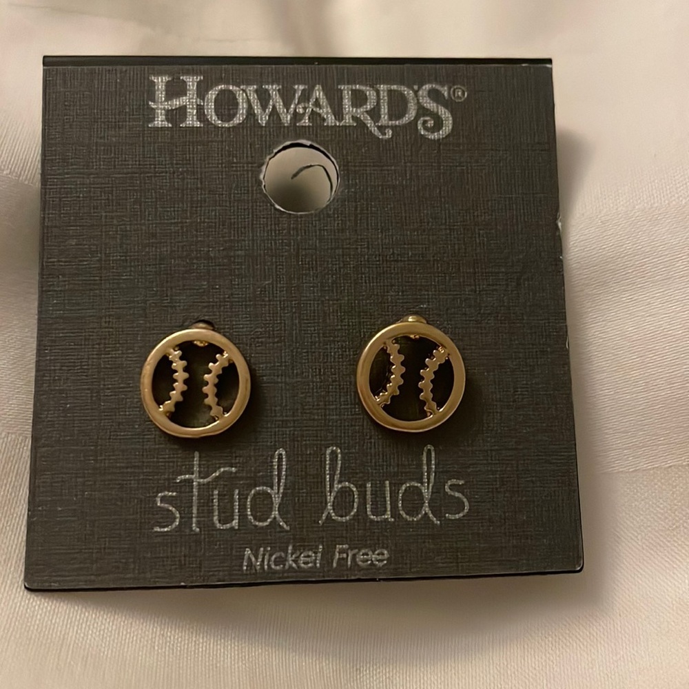 Gold color baseball earrings